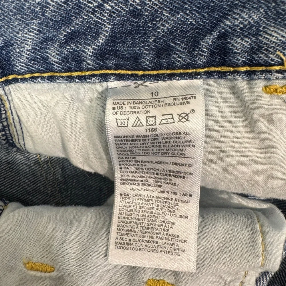 Old Navy Denim Shorts Girls 10 Blue Distressed Embroidered Side Trim Cut-Off